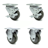 Service Caster 3 Inch Gray Polyurethane Wheel Swivel Top Plate Caster Set with 2 Brake 2 Rigid SCC-20S314-PPUB-TLB-TP3-2-R-2